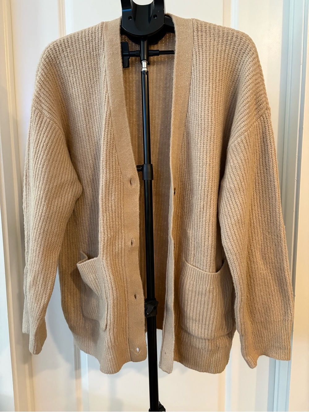 Vici Neutral Beige Open Cardigan Sweater - Women's Lightweight Knit